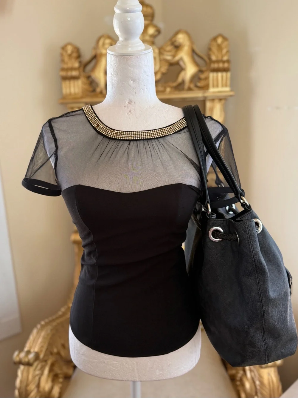 Michael Kors Black Shoulder Drawstring Tote with Tassel  and Wallet (pre owned)